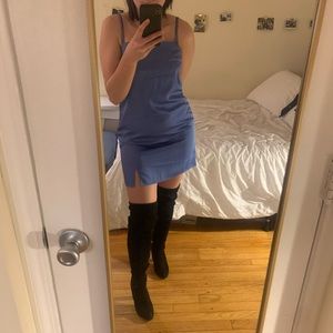 Blue silk dress